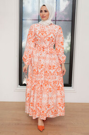 Orange Hijab Dress 23071T - 1