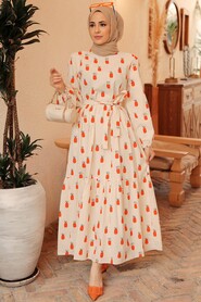 Orange Hijab Dress 2319T - 3