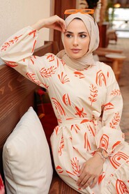 Orange Hijab Dress 23342T - 2