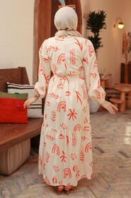 Orange Hijab Dress 23342T - 3