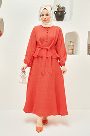 Orange Hijab Suit Dress 64670T - 4