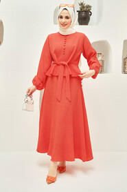 Orange Hijab Suit Dress 64670T - 3
