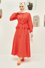 Orange Hijab Suit Dress 64670T - 6