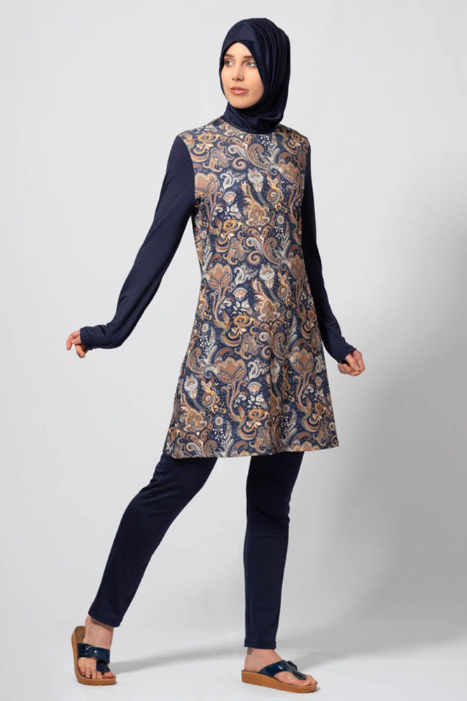 Pattarned Hijab Swimsuit 1856DSN - NEVA STYLE