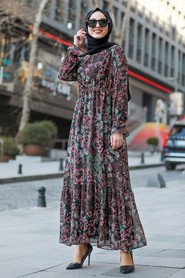 Patterned Hijab Dress 100661DSN - 2