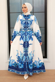 Patterned Hijab Dress 21306DSN - 1