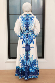 Patterned Hijab Dress 21306DSN - 3