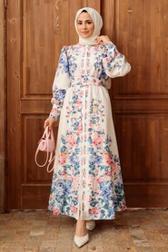 Patterned Hijab Dress 22144DSN - 2