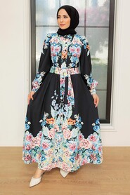 Patterned Hijab Dress 22144DSN2 - 1