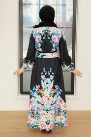 Patterned Hijab Dress 22144DSN2 - 2