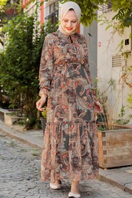 Patterned Hijab Dress 238DSN - 2