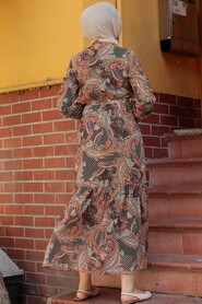 Patterned Hijab Dress 238DSN - 3