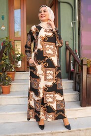 Patterned Hijab Dress 65813DSN - 1