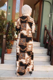 Patterned Hijab Dress 65813DSN - 2