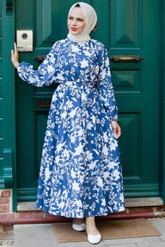 Patterned Hijab Dress 8000DSN - 1