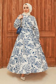 Patterned Hijab Dress 8000DSN2 - 1