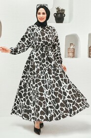 Patterned Hijab Dress 8000DSN3 - 1