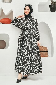 Patterned Hijab Dress 8000DSN3 - 3