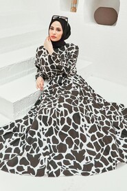 Patterned Hijab Dress 8000DSN3 - 4