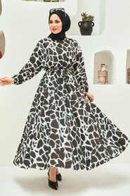 Patterned Hijab Dress 8000DSN3 - 6