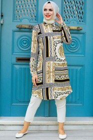 Patterned Hijab Tunic 11538DSN - 1