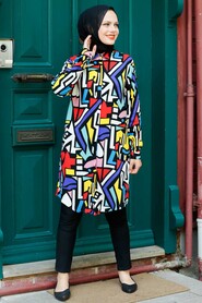 Patterned Hijab Tunic 11546DSN - 1