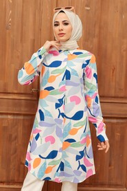 Patterned Hijab Tunic 11580DSN2 - 1