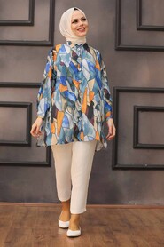 Patterned Hijab Tunic 27320DSN - 1