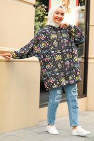 Patterned Hijab Tunic 41255DSN - 1