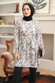 Patterned Hijab Tunic 5713DSN3 - NEVA STYLE