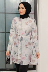 Patterned Hijab Tunic 5713DSN4 - NEVA STYLE