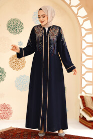 Patterned Plus Size Abaya 41565DSN3 - 1