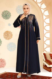 Patterned Plus Size Abaya 41565DSN3 - 2