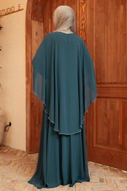 Modern Pertol Blue Modest Bridesmaid Dress 91501PM - 2