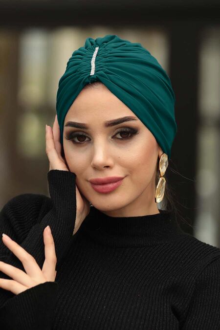 Petrol Blue Hijab Cap Shawl 7526PY - NEVA STYLE