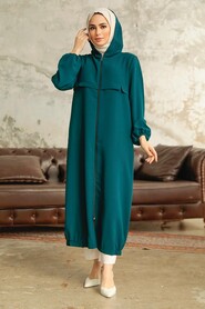 Petrol Blue Hijab Coat 5698PM - 2