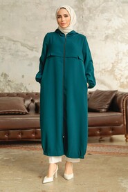 Petrol Blue Hijab Coat 5698PM - 1