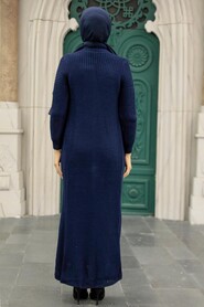 Petrol Blue Hijab Knitwear Suit Dress 3171PM - 3