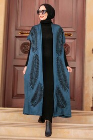 Petrol Blue Hijab Knitwear Suit Dress 3183PM - 1