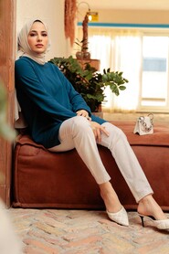 Petrol Blue Hijab Tunic 2146PM - 3
