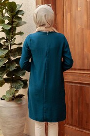 Petrol Blue Hijab Tunic 2146PM - 4