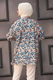 Petrol Blue Hijab Tunic 27325PM - 2