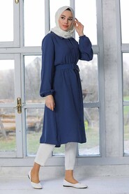 Petrol Blue Hijab Tunic 40024PM - 3