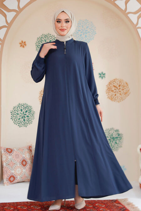 Petrol Blue Modest Abaya 45294PM - NEVA STYLE