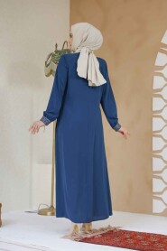 Petrol Blue Muslim Turkish Abaya 45271PM - 4