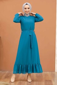 Petrol Green Hijab Dress 5473PY - 1