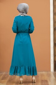 Petrol Green Hijab Dress 5473PY - 2
