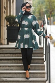 Petrol Green Hijab Tunic 61390PY - 1