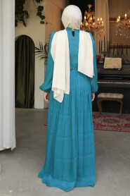 Petrol Green Modest Gown 45191PY - 4