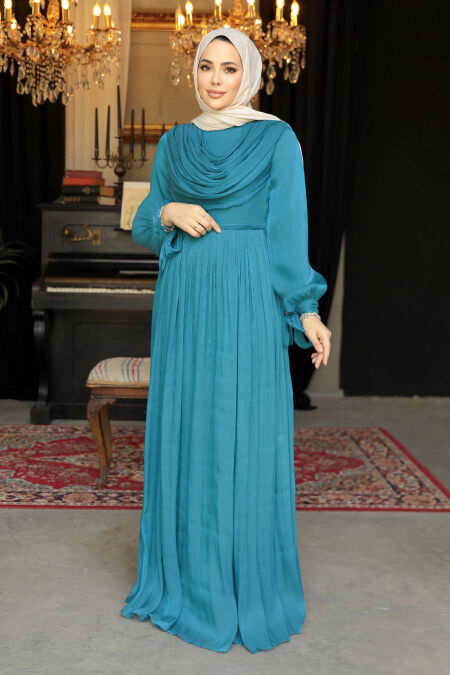 Petrol Green Modest Prom Dress 44591PY - NEVA STYLE